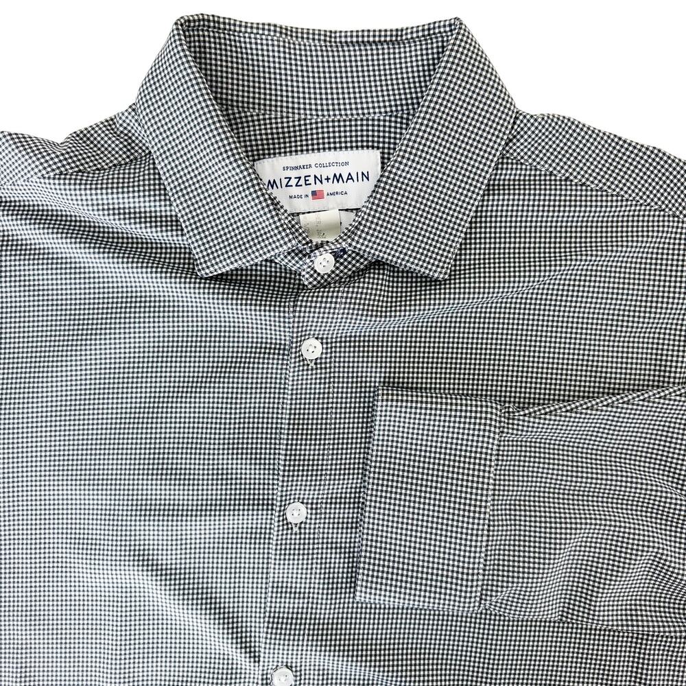Mizzen+Main Spinnaker Collection Trim Fit Black White MicroCheck Shirt - 2XL XXL